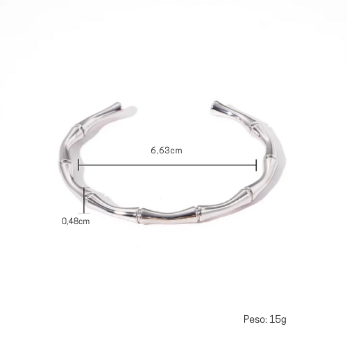 Pulseira Bambu em Aço Inoxidável
