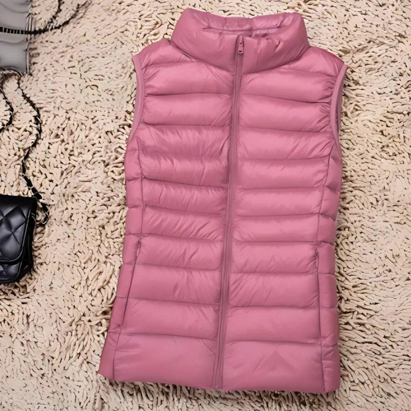 Colete Puffer Maria Helena rosa claro