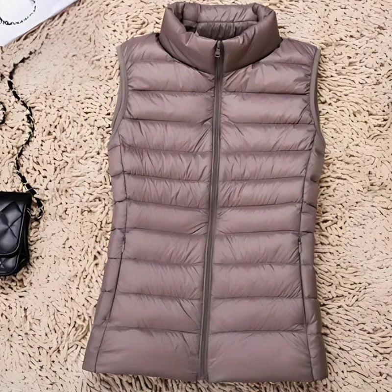 Colete Puffer Maria Helena bege