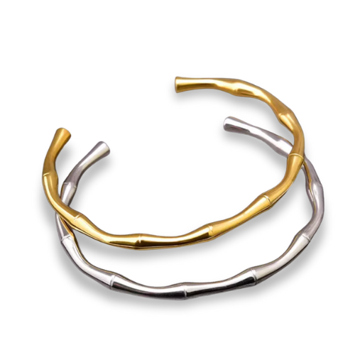 Pulseira Bambu em Aço Inoxidável