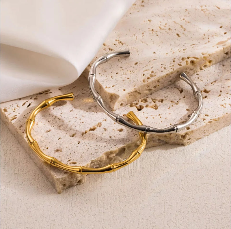 Pulseira Bambu em Aço Inoxidável