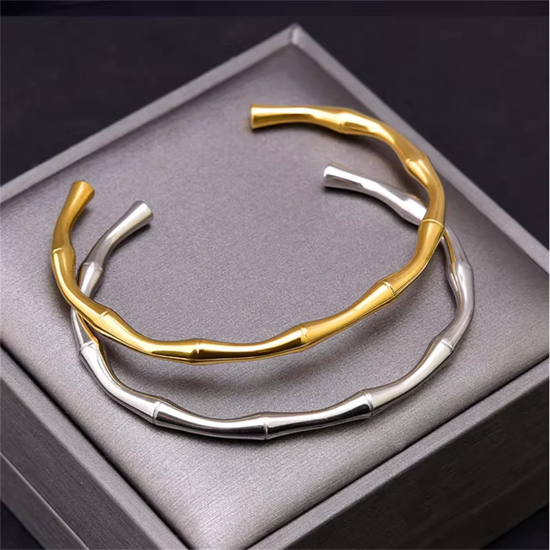 Pulseira Bambu em Aço Inoxidável