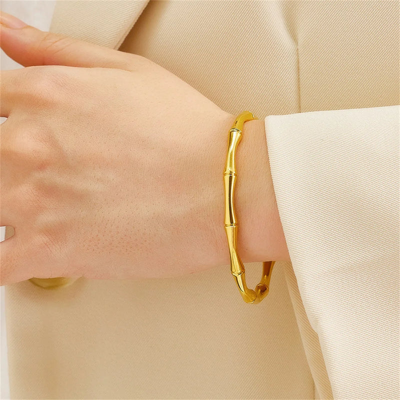 Pulseira Bambu em Aço Inoxidável